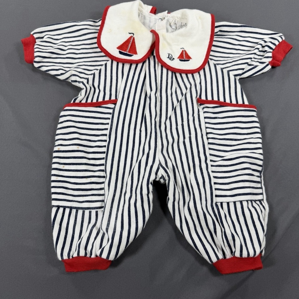 Vintage Nautical Baby Dior Romper Size 6 Month Read Description
